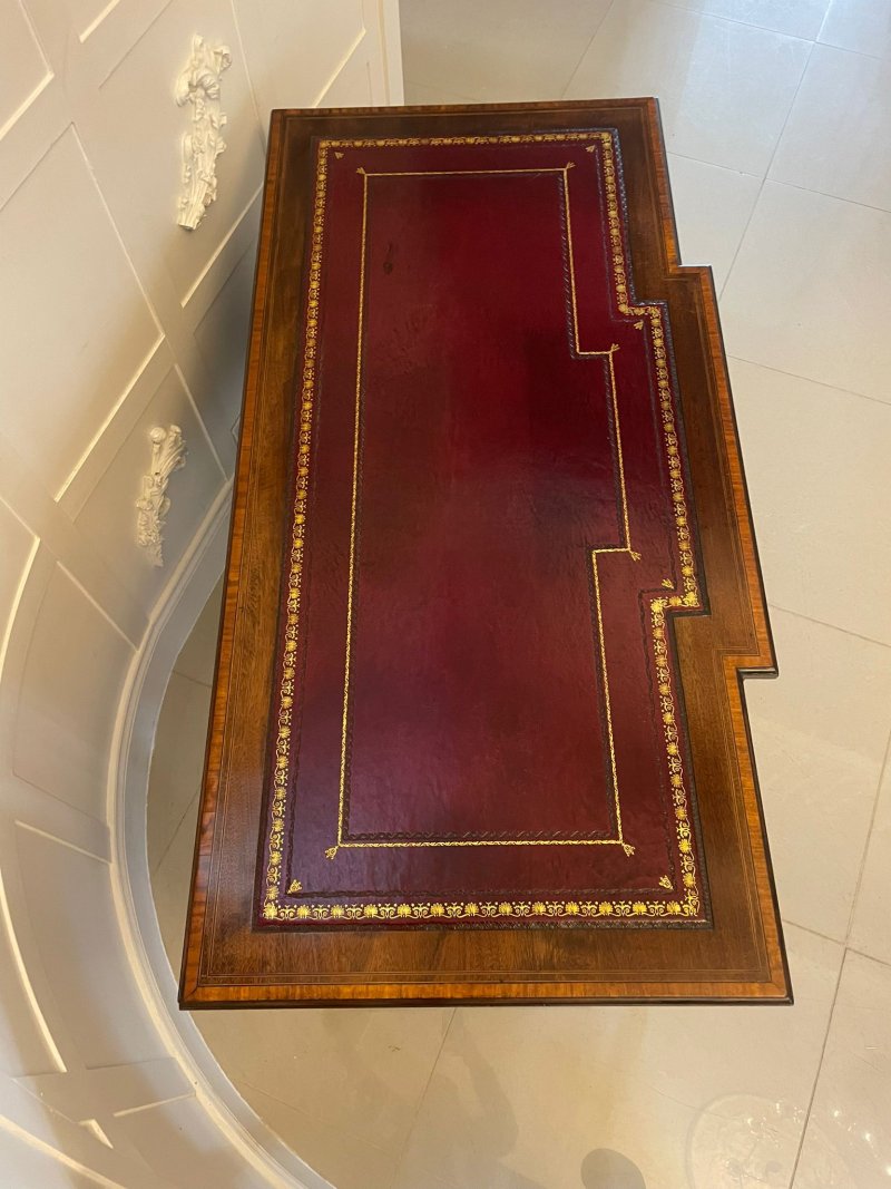 Outstanding Quality Antique Victorian Mahogany Inlaid Kneehole Desk by Edwards and Roberts - Image 7